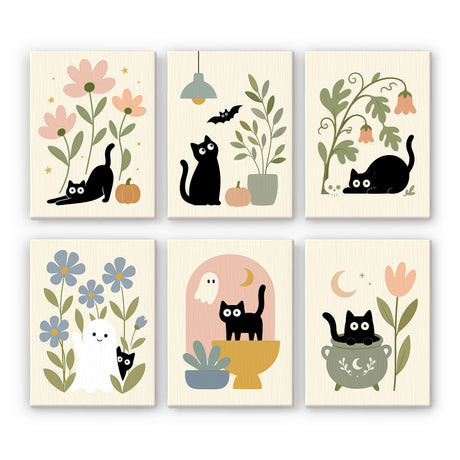 Black Cats and Pastel Florals mini paint by numbers – image 7