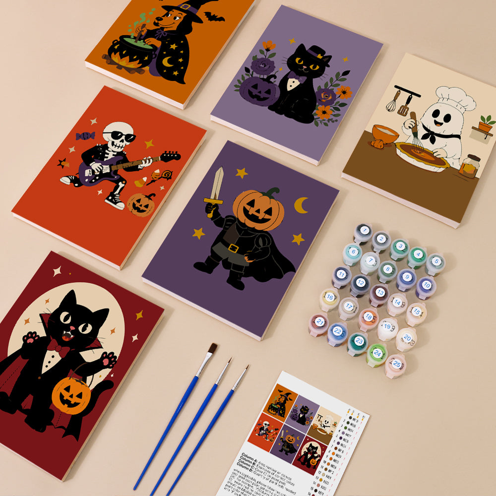 Ghost Chef and Skeleton Rocker mini paint by numbers – image 1