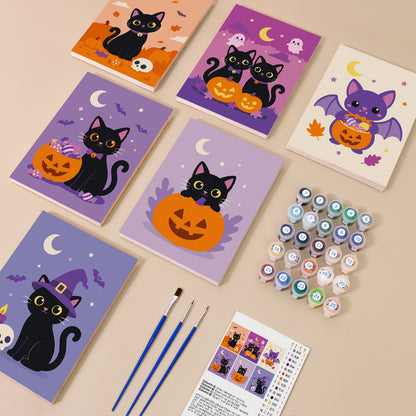 Black Cat and Pumpkin Nights mini paint by numbers – image 1