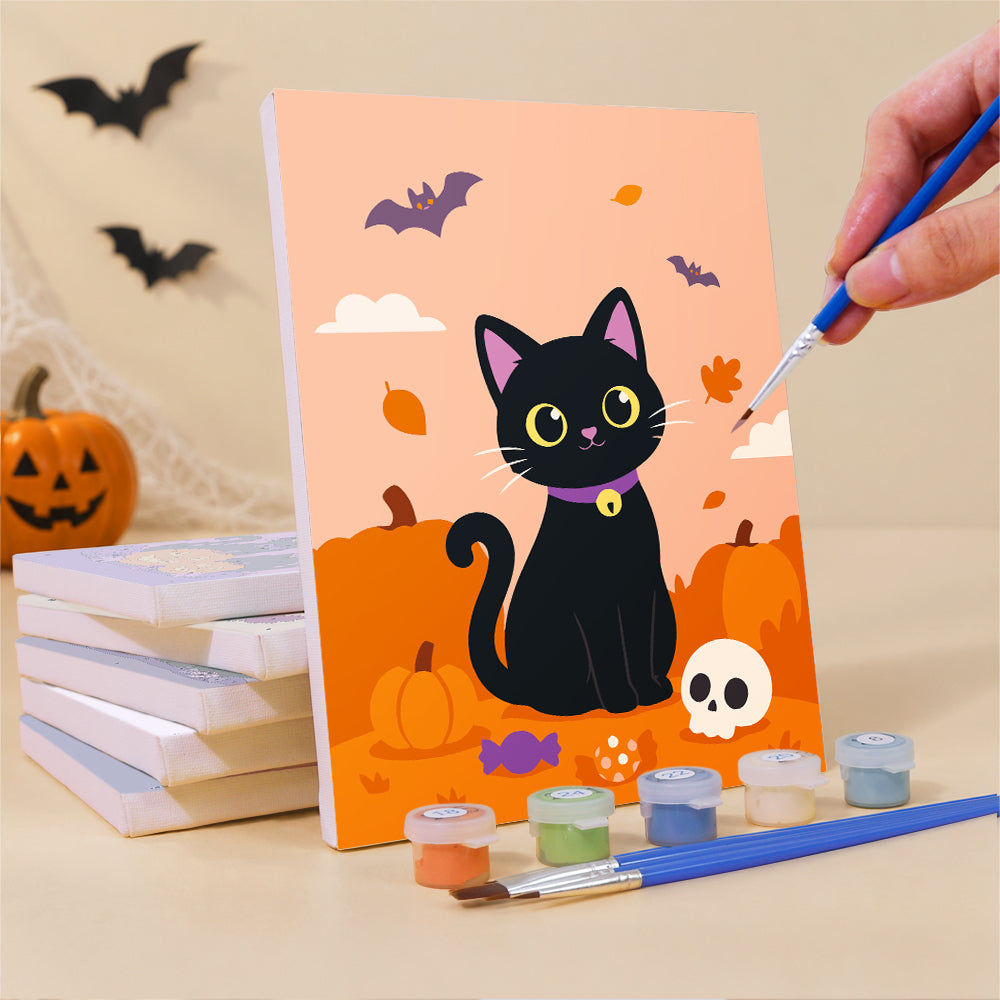 Black Cat and Pumpkin Nights mini paint by numbers – image 3