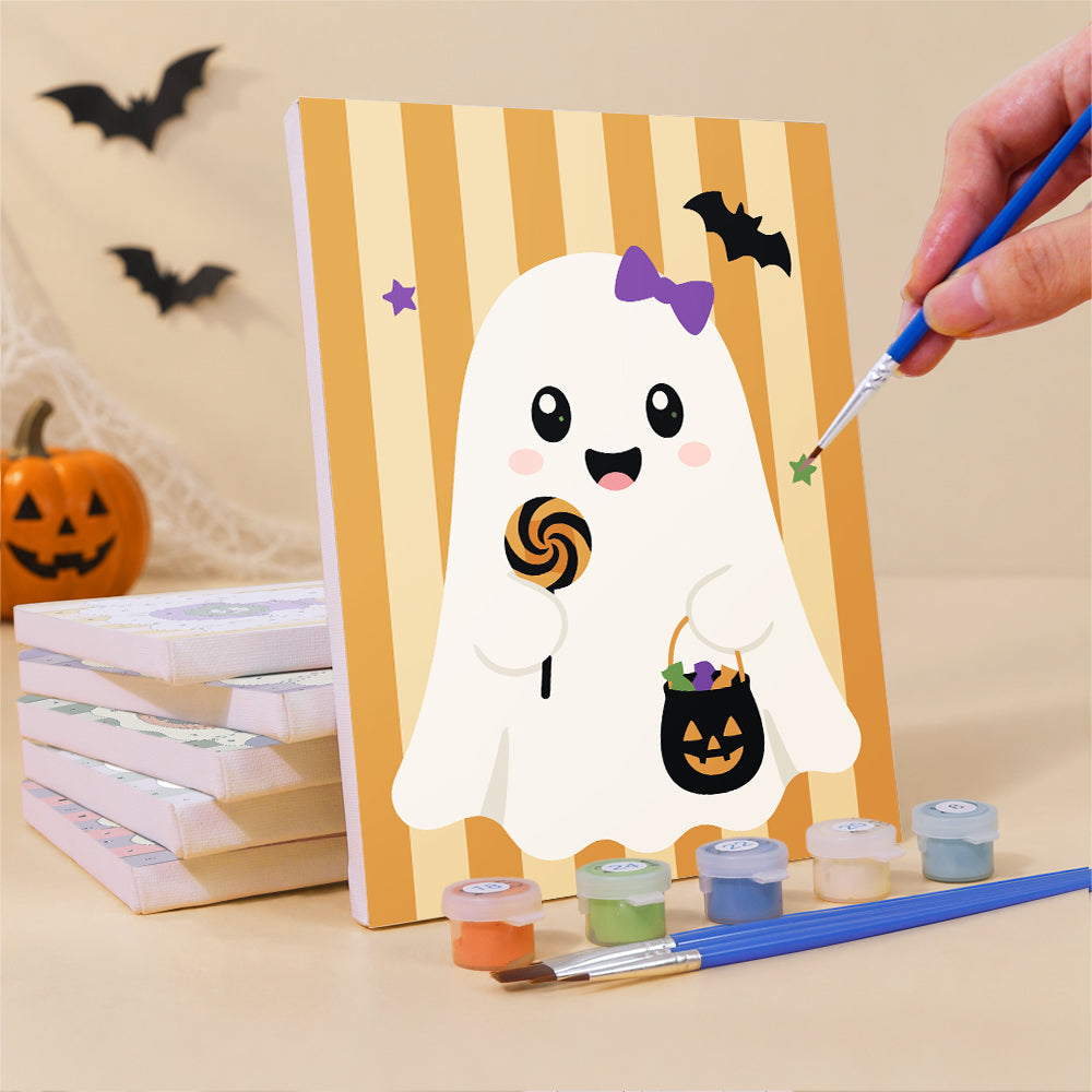 Striped Backdrop Dress-Up Ghosts mini paint by numbers – image 3