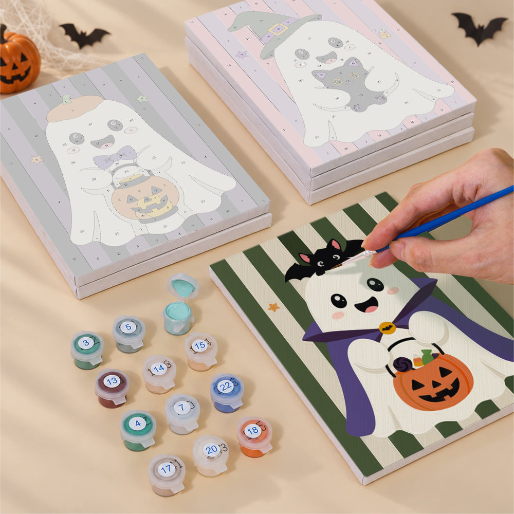 Striped Backdrop Dress-Up Ghosts mini paint by numbers – image 4