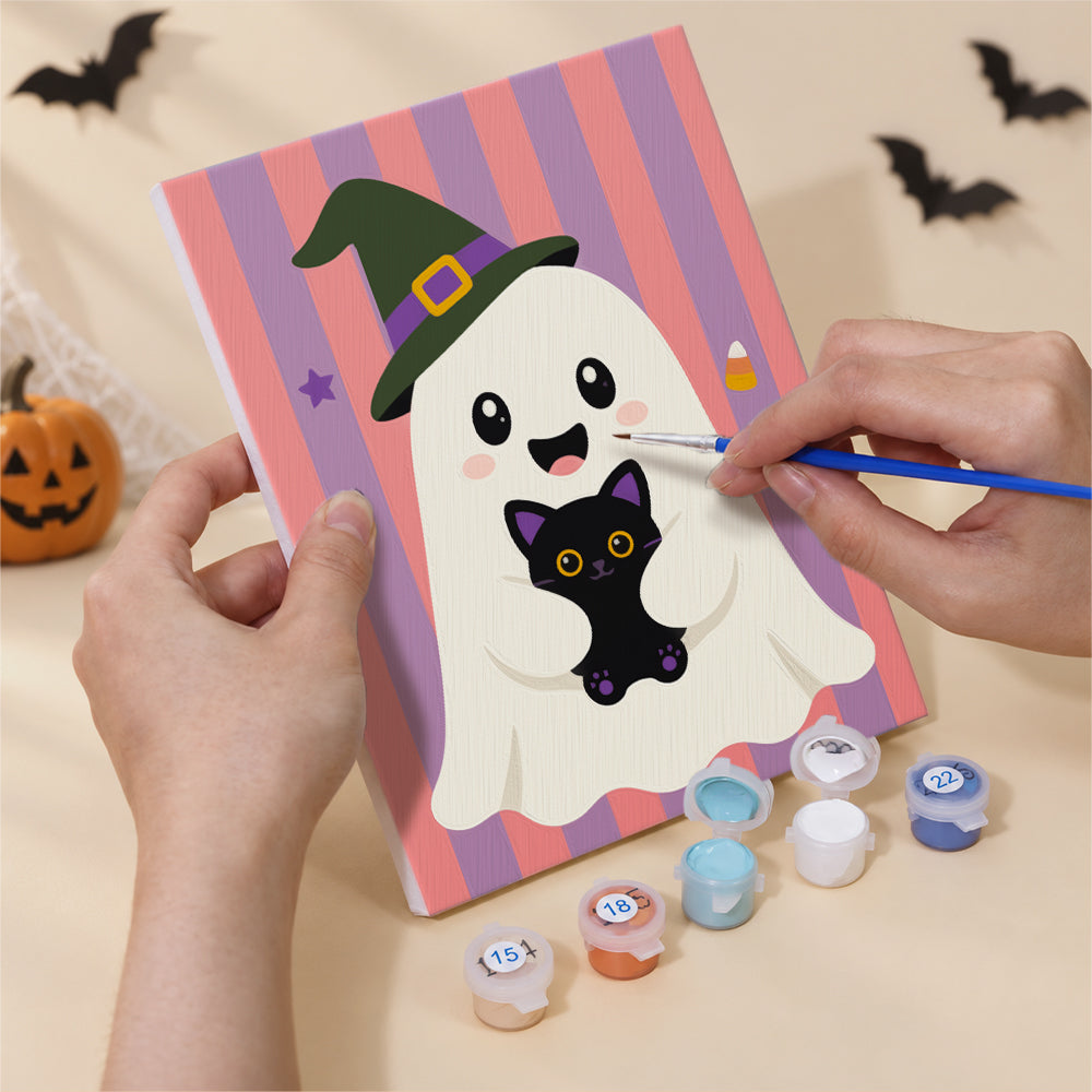 Striped Backdrop Dress-Up Ghosts mini paint by numbers – image 5