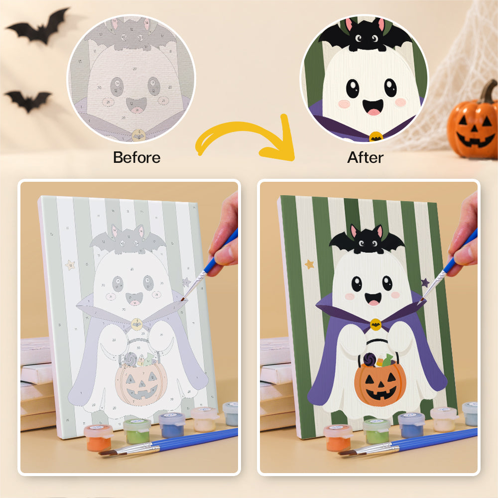 Striped Backdrop Dress-Up Ghosts mini paint by numbers – image 10
