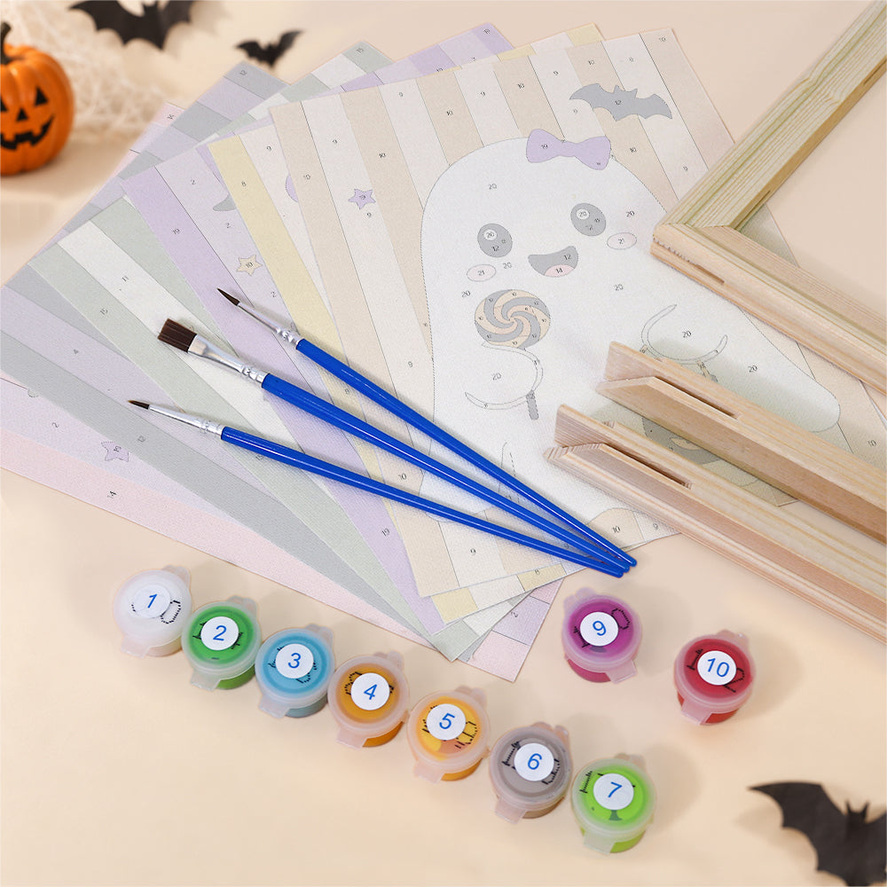 Striped Backdrop Dress-Up Ghosts mini paint by numbers – image 11