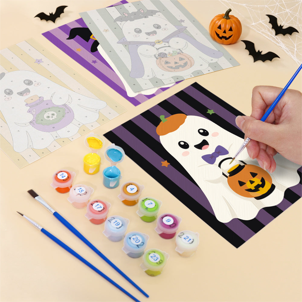 Striped Backdrop Dress-Up Ghosts mini paint by numbers – image 12