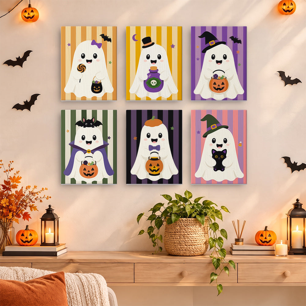 Striped Backdrop Dress-Up Ghosts mini paint by numbers – image 14