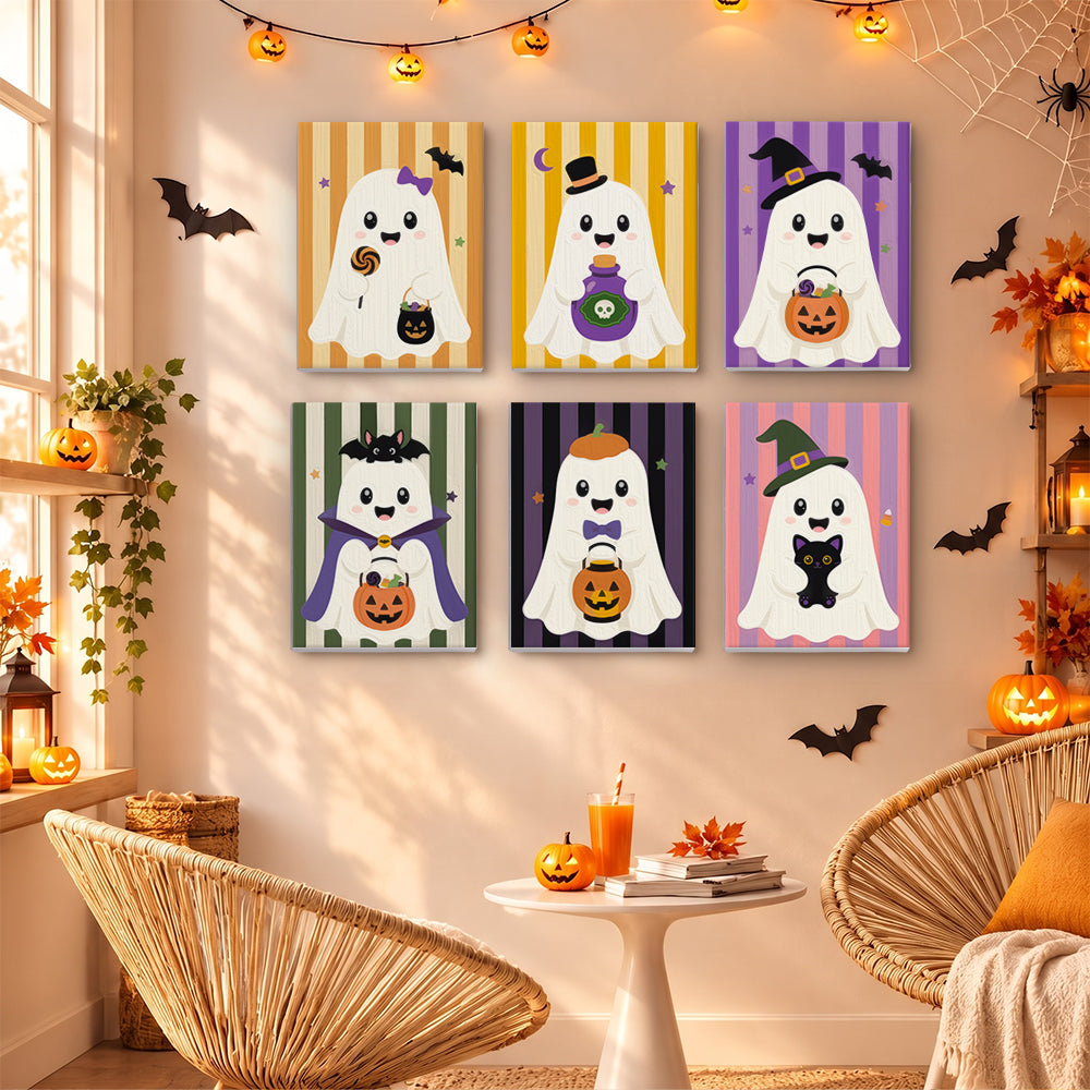 Striped Backdrop Dress-Up Ghosts mini paint by numbers – image 16
