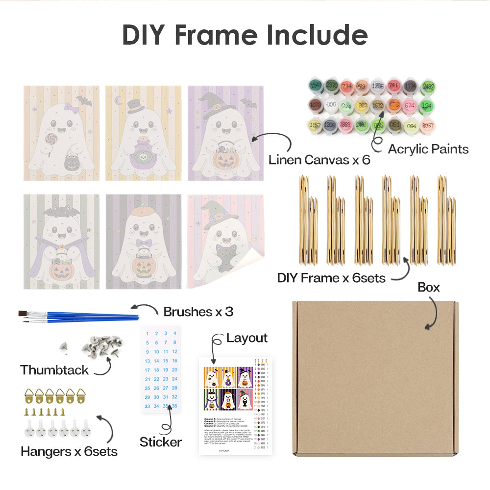 Striped Backdrop Dress-Up Ghosts mini paint by numbers – image 18