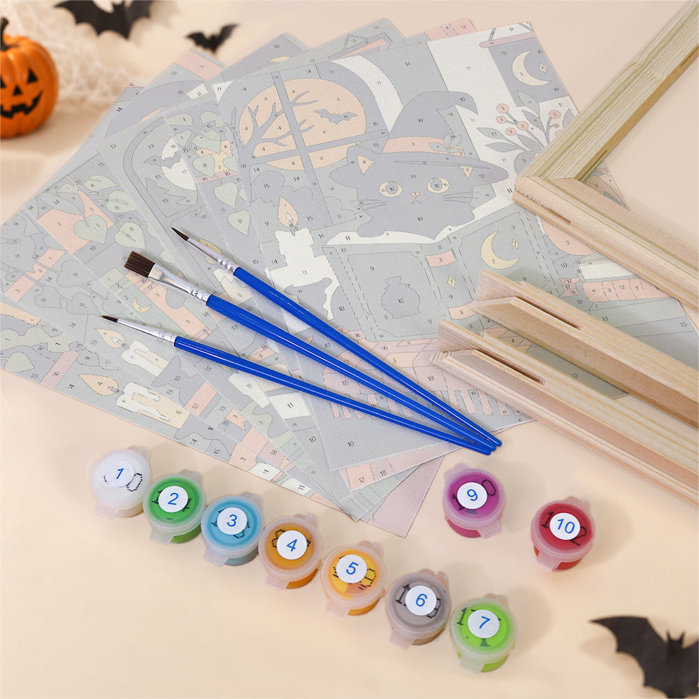 Witchy Black Cat Library mini paint by numbers – image 11