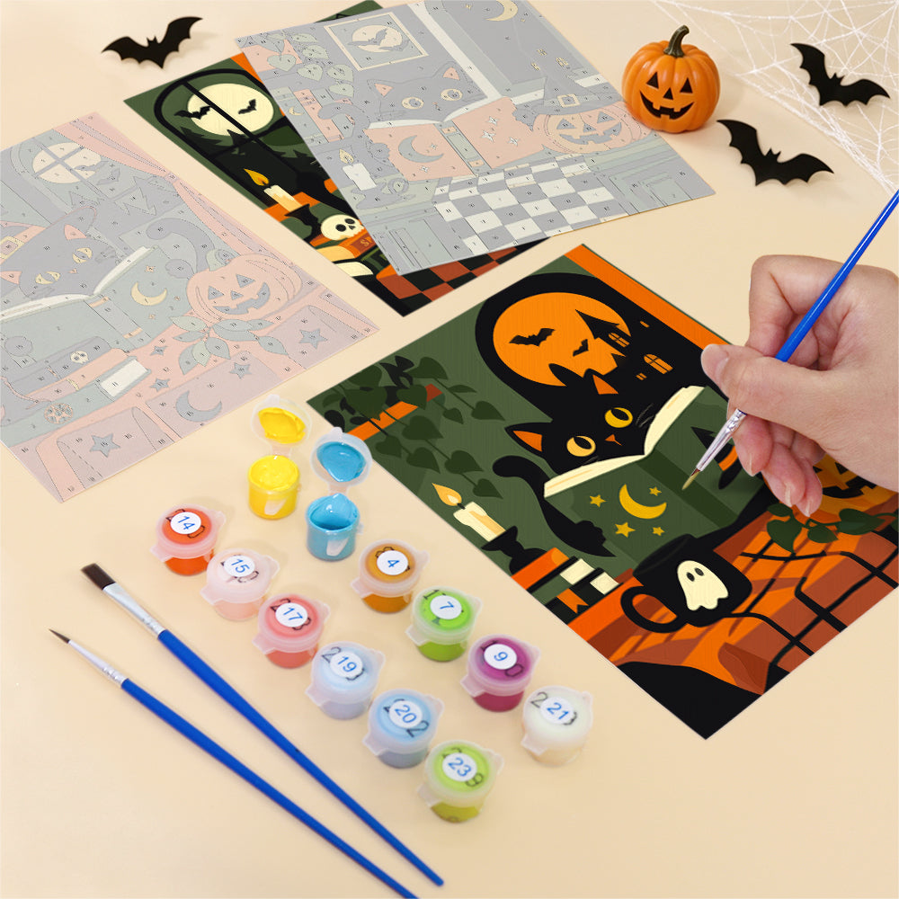 Witchy Black Cat Library mini paint by numbers – image 12
