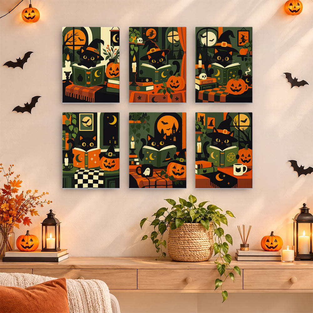 Witchy Black Cat Library mini paint by numbers – image 14