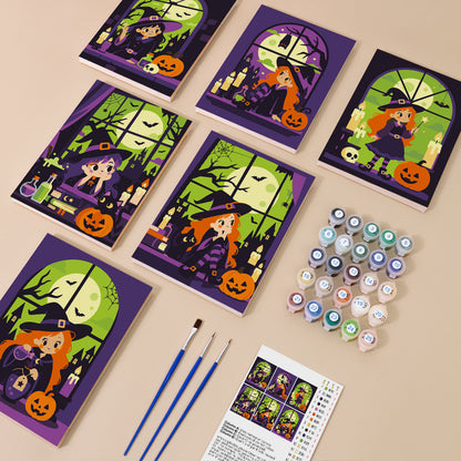 Green Moon Witch mini paint by numbers – image 1