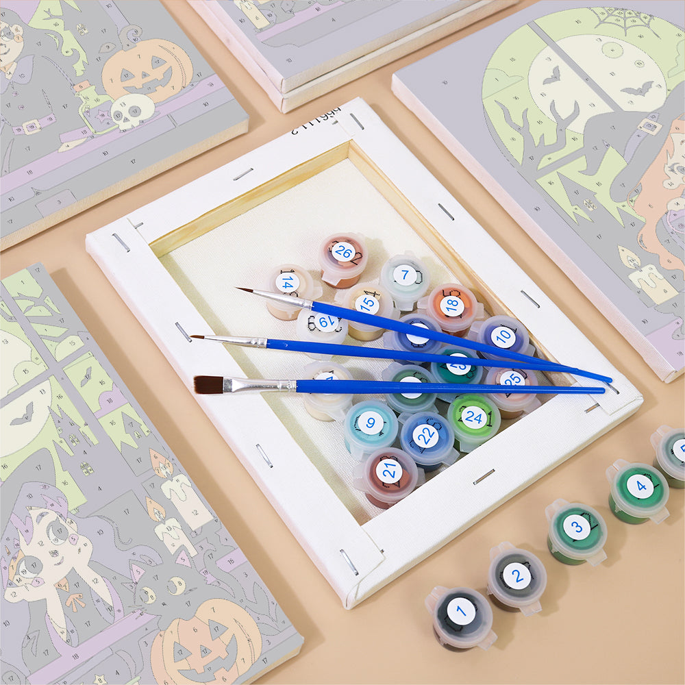 Green Moon Witch mini paint by numbers – image 2