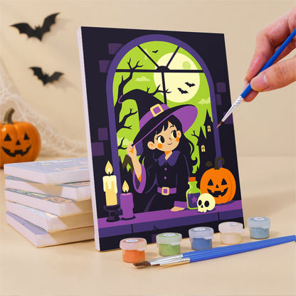 Green Moon Witch mini paint by numbers – image 3