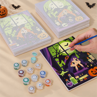 Green Moon Witch mini paint by numbers – image 4