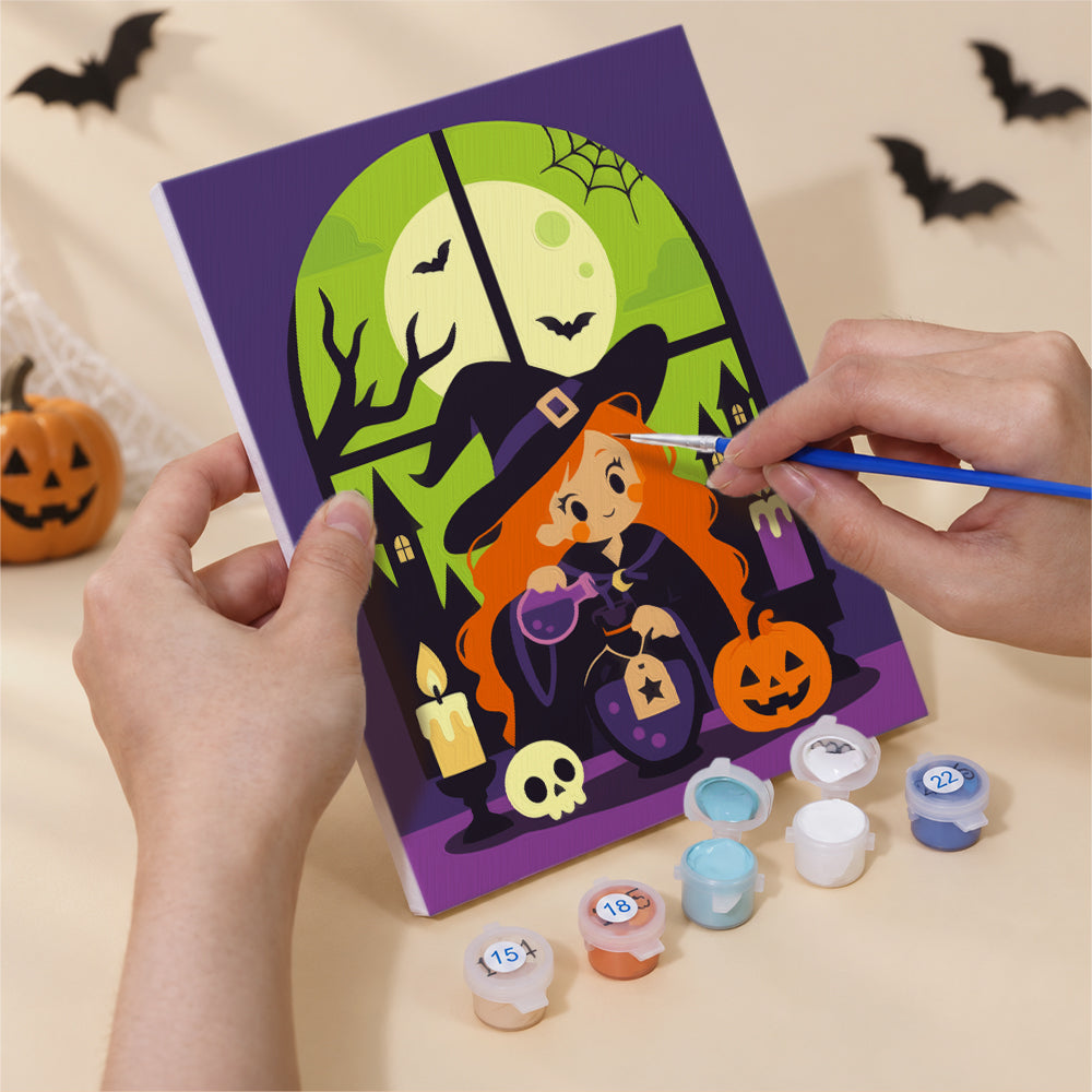 Green Moon Witch mini paint by numbers – image 5