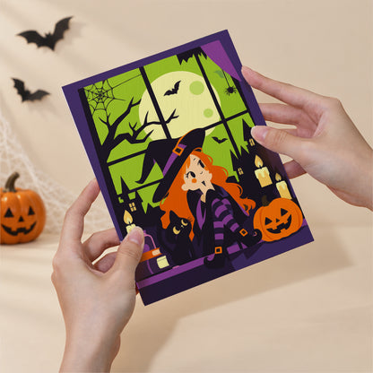 Green Moon Witch mini paint by numbers – image 6