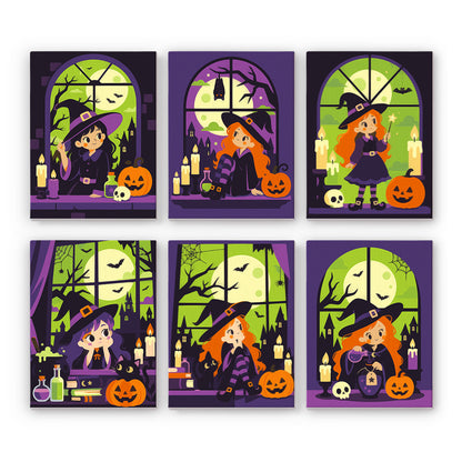 Green Moon Witch mini paint by numbers – image 7