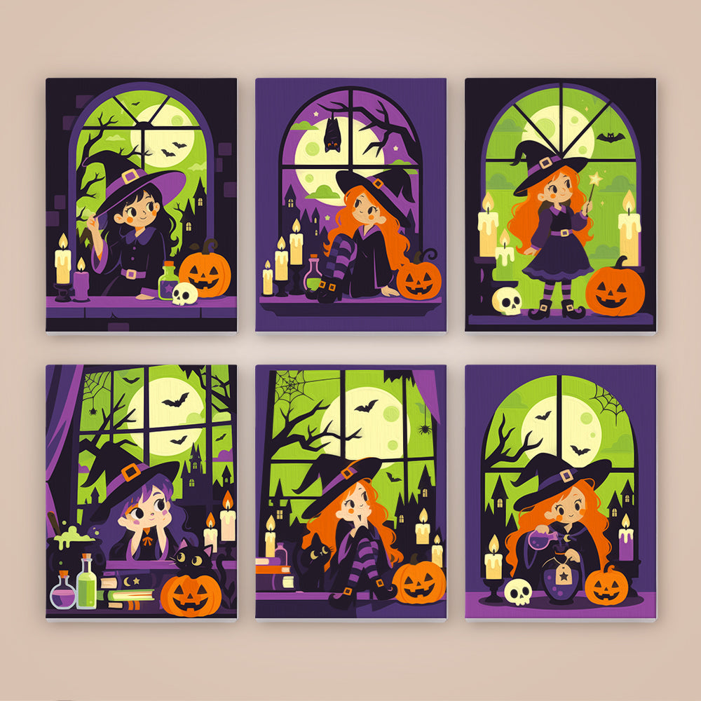 Green Moon Witch mini paint by numbers – image 8