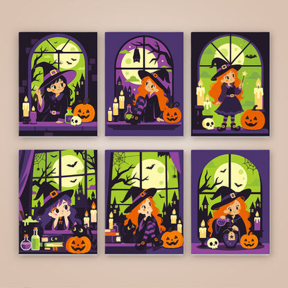 Green Moon Witch mini paint by numbers – image 8