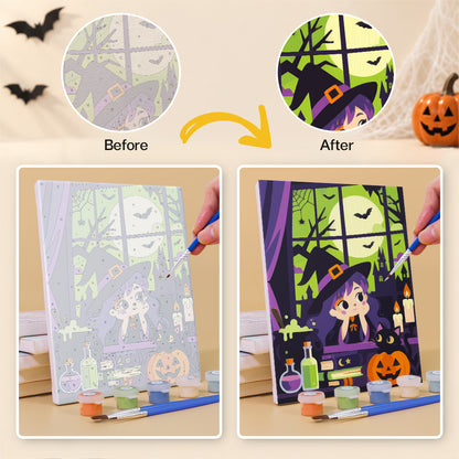 Green Moon Witch mini paint by numbers – image 10