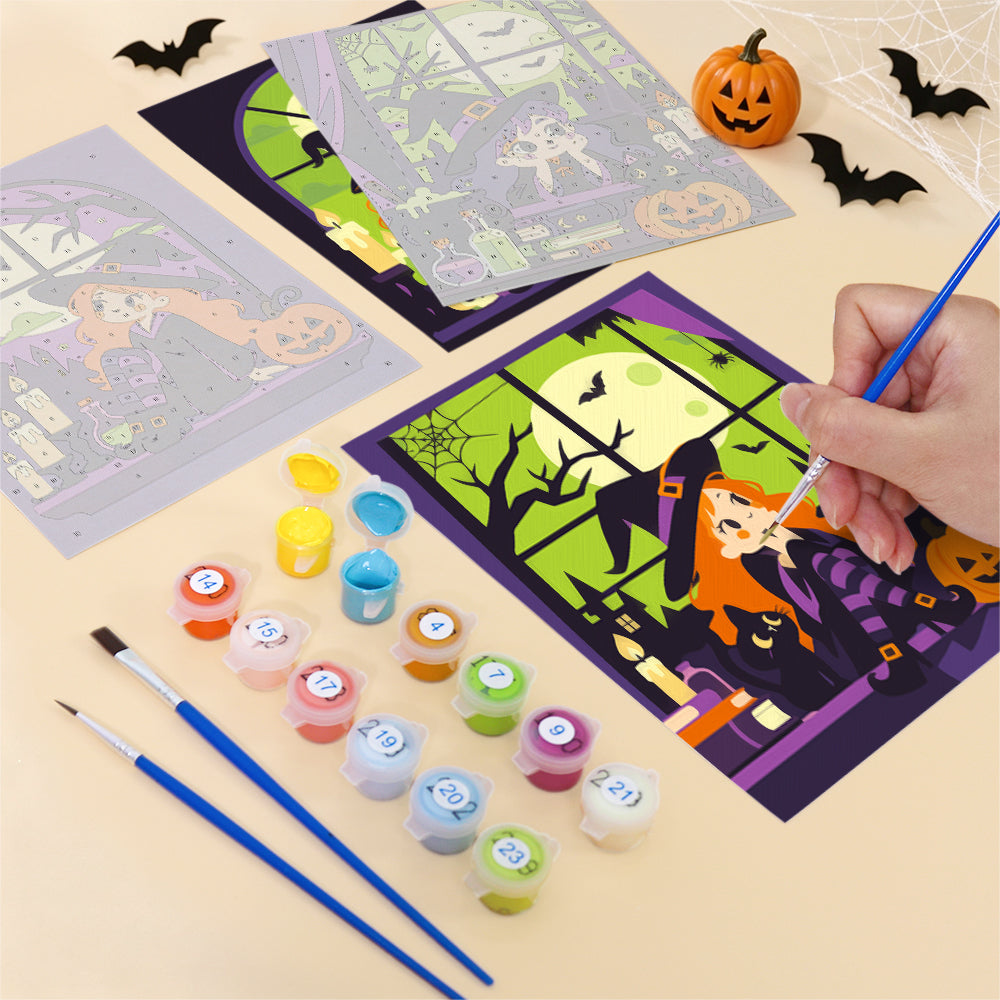 Green Moon Witch mini paint by numbers – image 12
