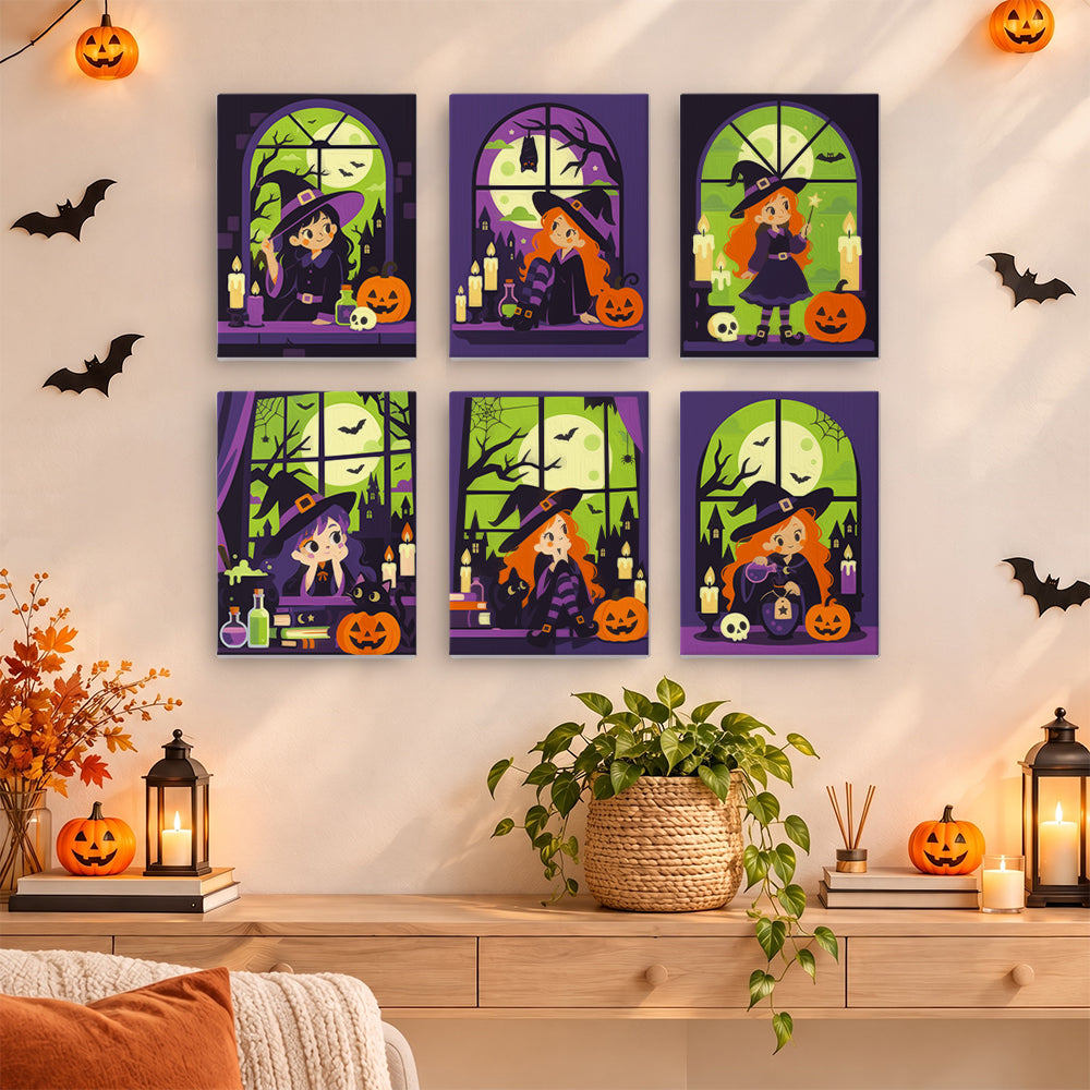 Green Moon Witch mini paint by numbers – image 14