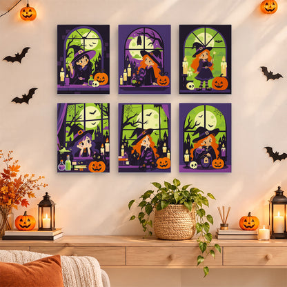 Green Moon Witch mini paint by numbers – image 14