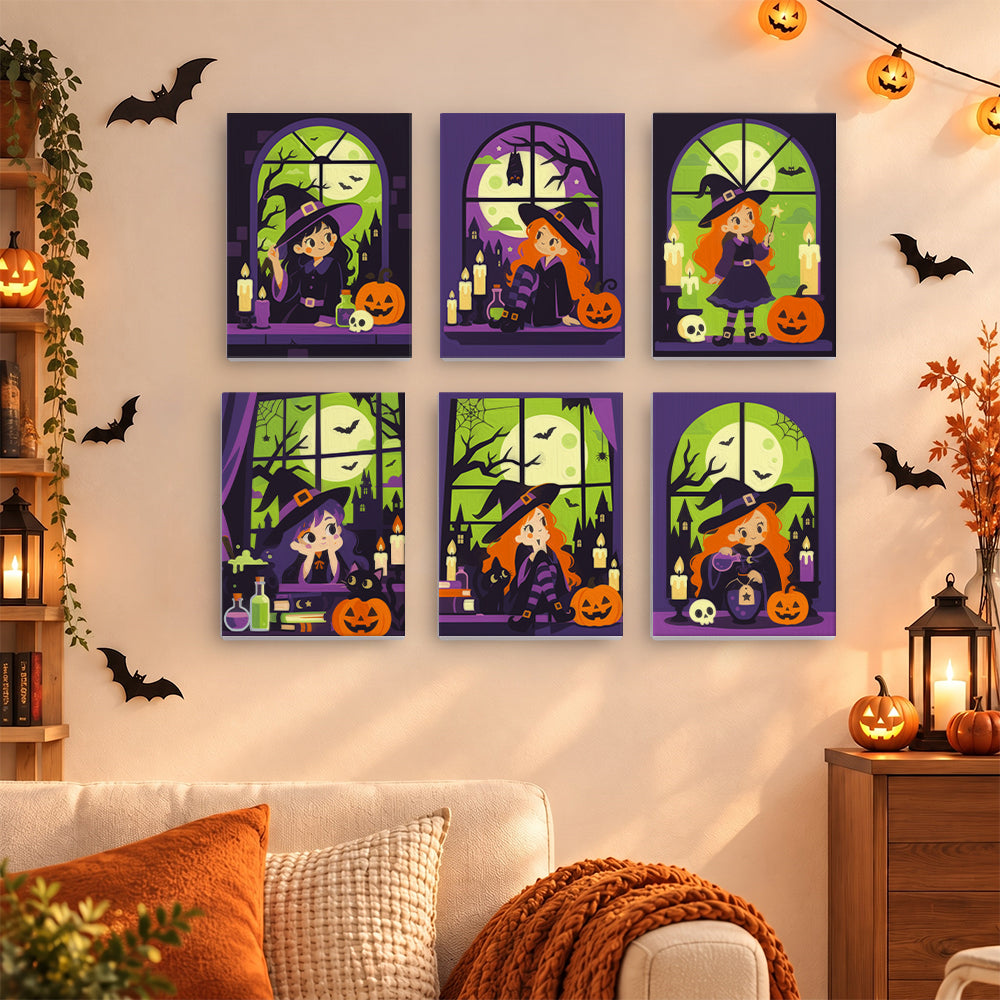 Green Moon Witch mini paint by numbers – image 15