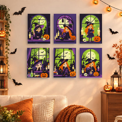 Green Moon Witch mini paint by numbers – image 15