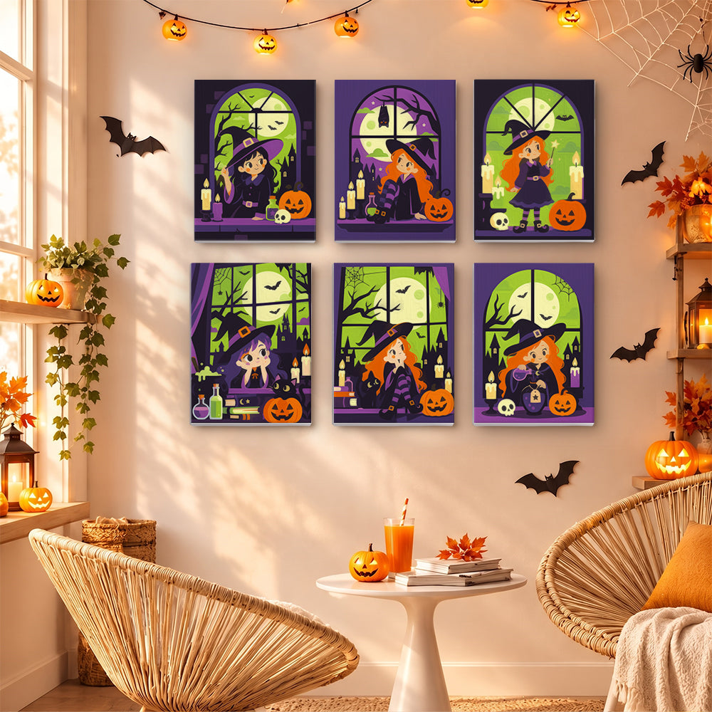 Green Moon Witch mini paint by numbers – image 16