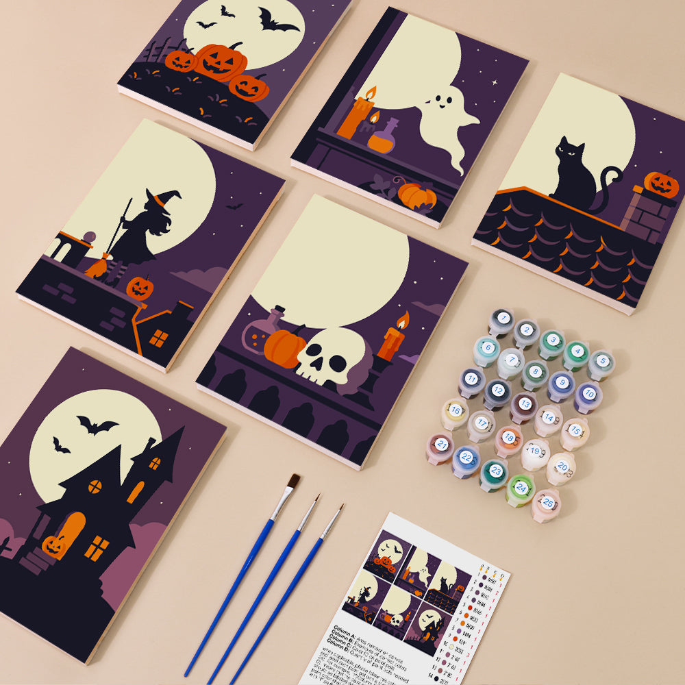 Halloween Full Moon Silhouettes mini paint by numbers – image 1