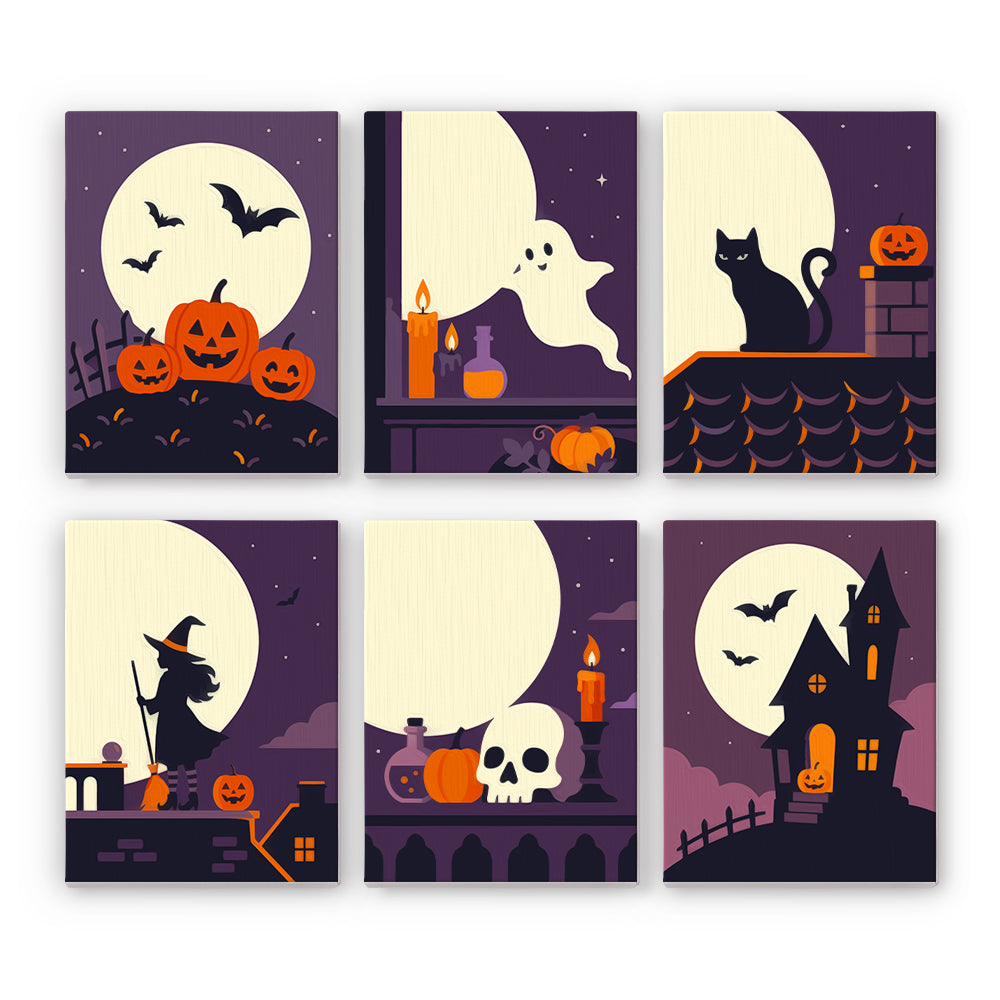 Halloween Full Moon Silhouettes mini paint by numbers – image 7