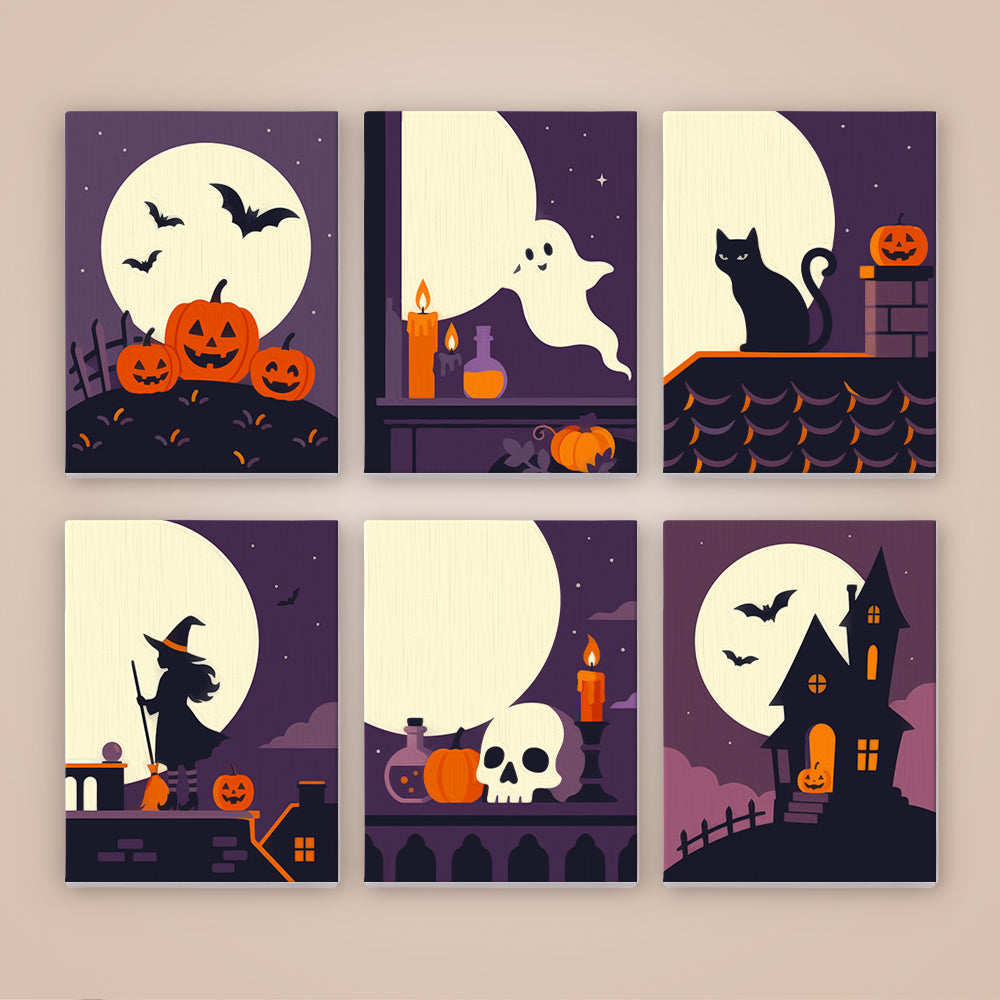 Halloween Full Moon Silhouettes mini paint by numbers – image 8