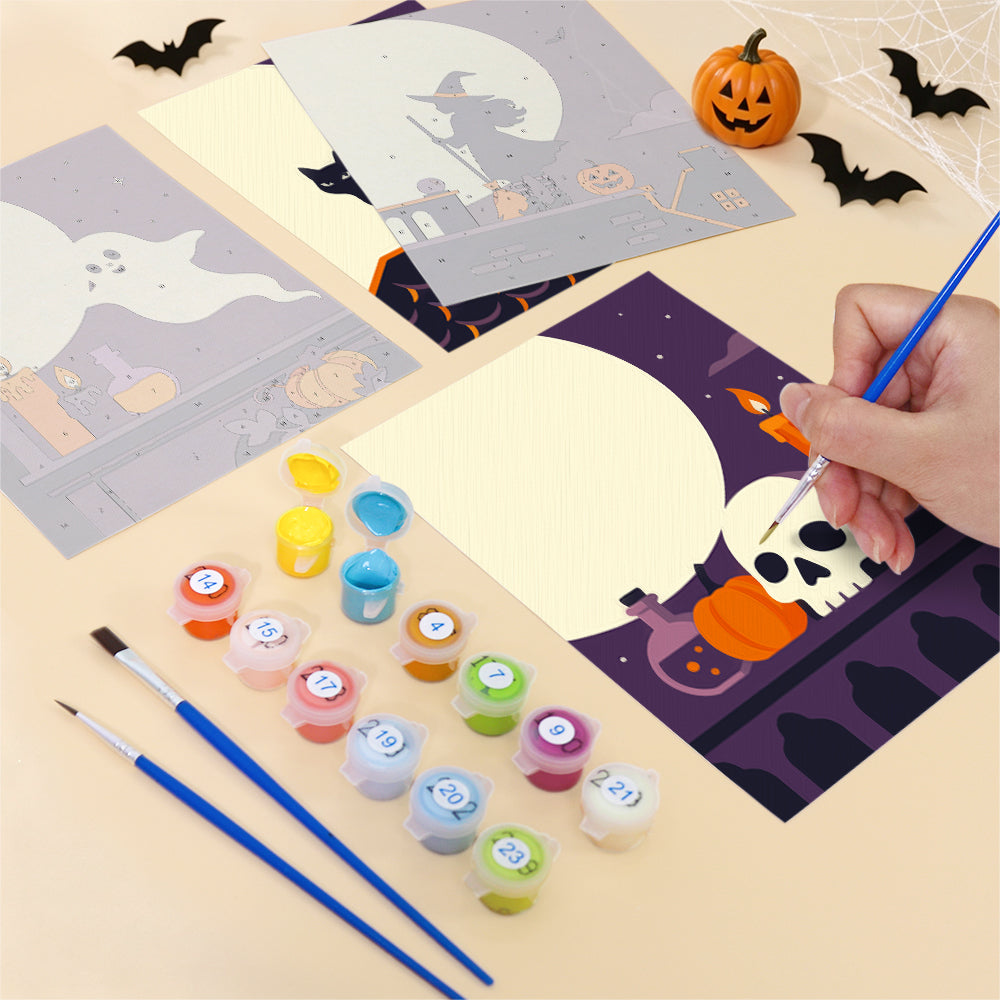 Halloween Full Moon Silhouettes mini paint by numbers – image 12