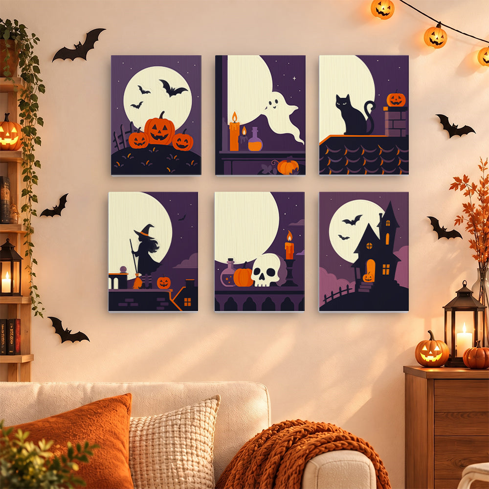 Halloween Full Moon Silhouettes mini paint by numbers – image 15