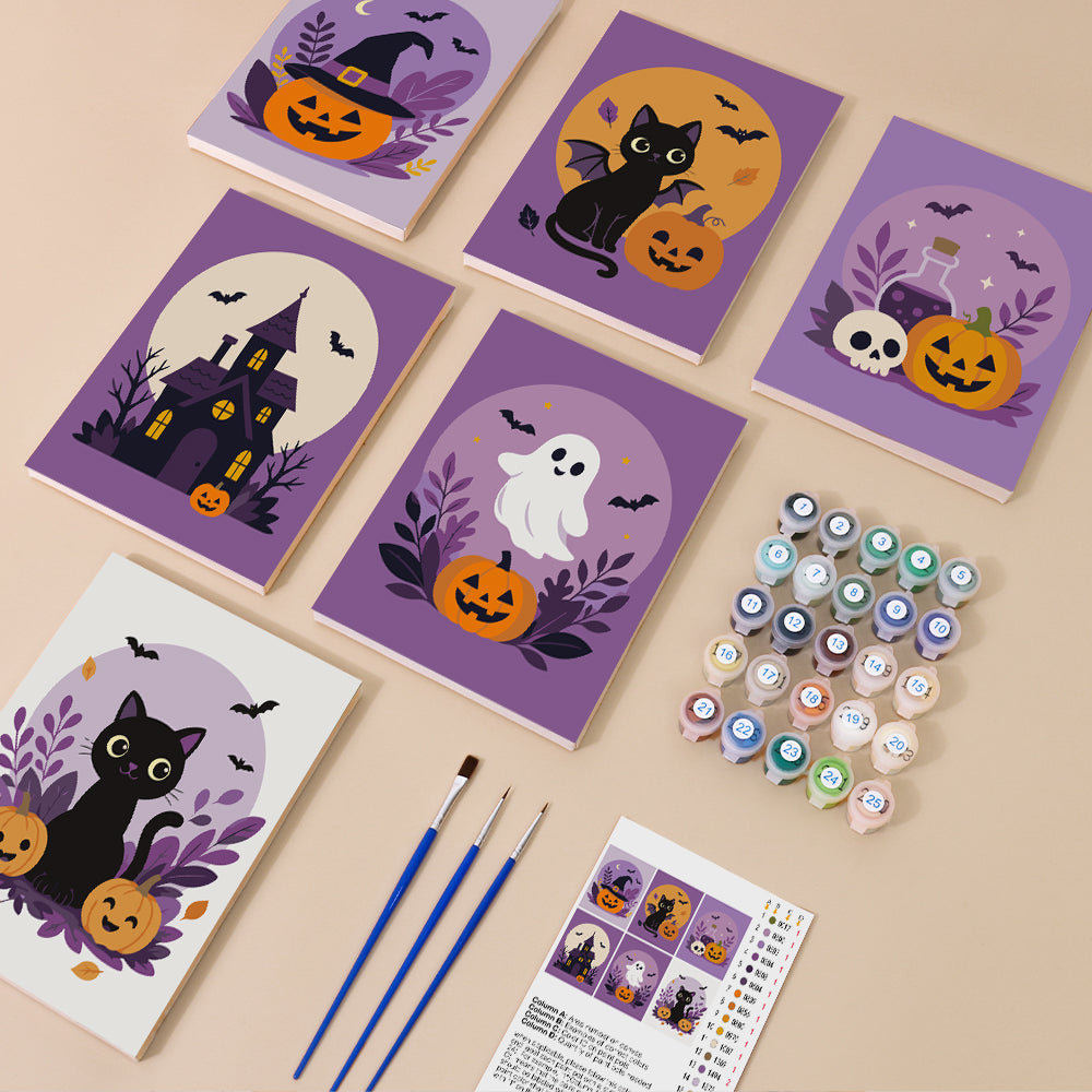 Botanical Halloween Emblems mini paint by numbers – image 1