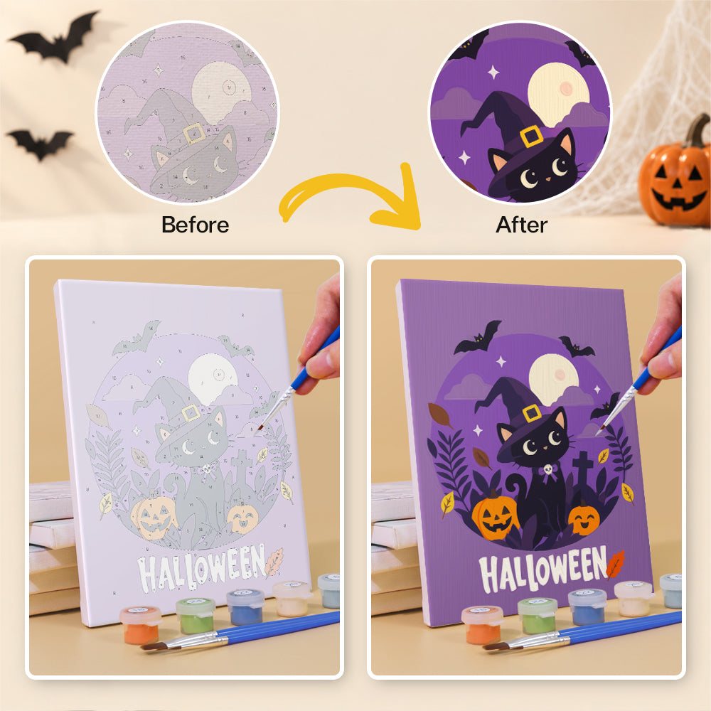 Purple Halloween Wreath Friends mini paint by numbers – image 10