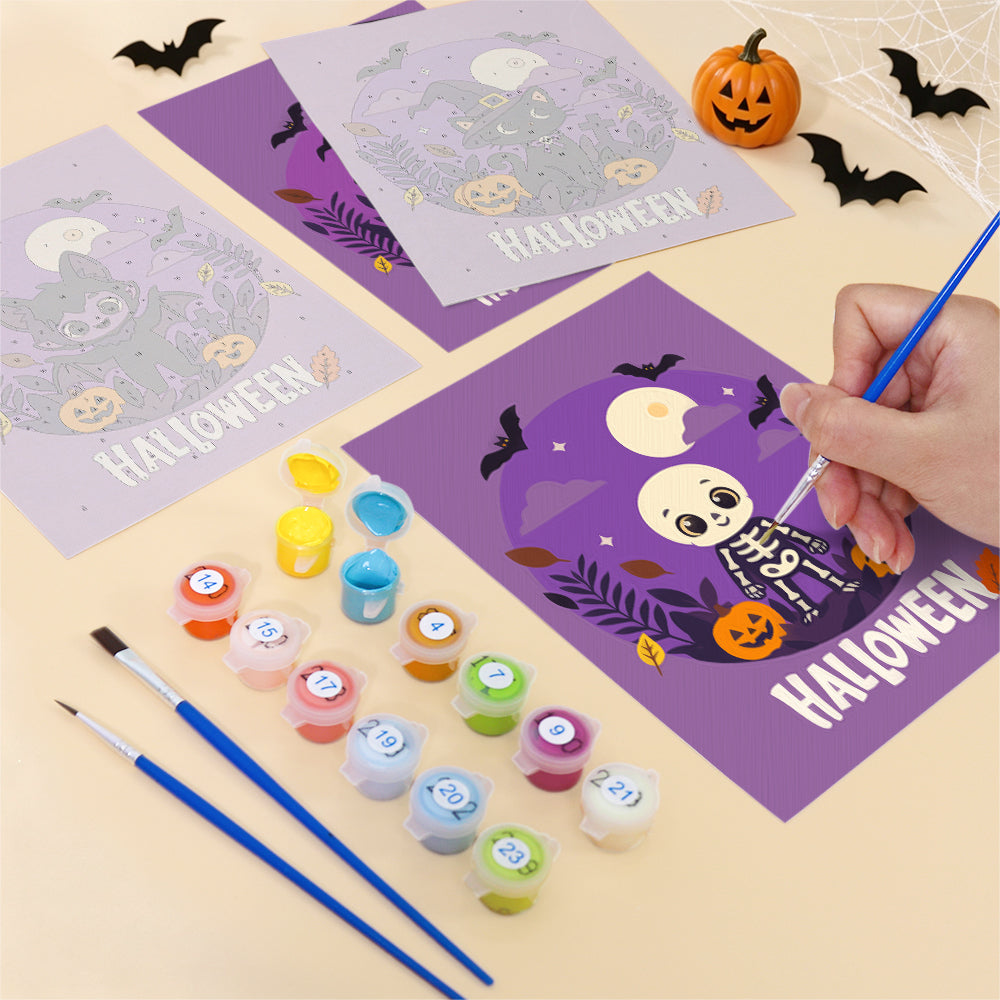 Purple Halloween Wreath Friends mini paint by numbers – image 12