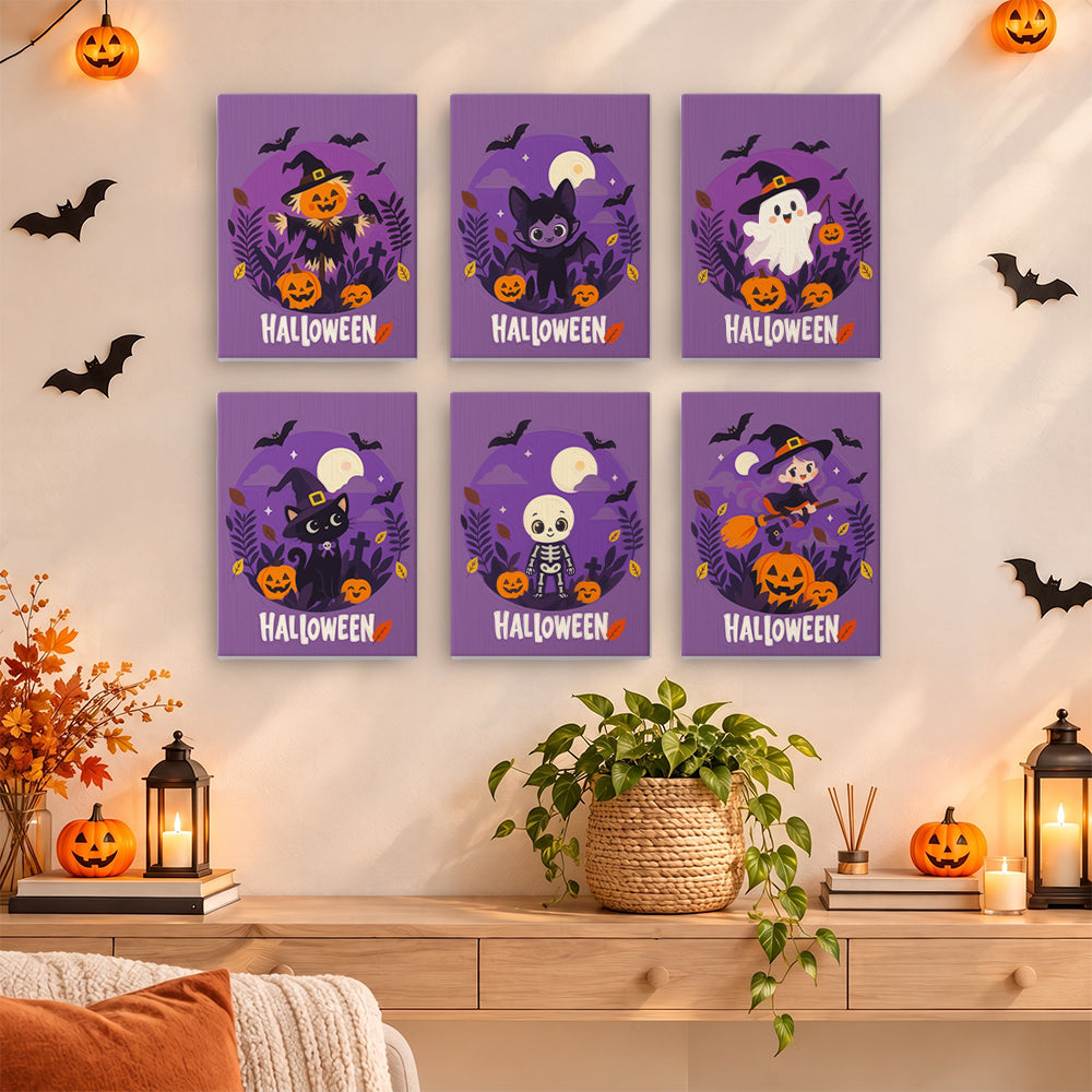 Purple Halloween Wreath Friends mini paint by numbers – image 14
