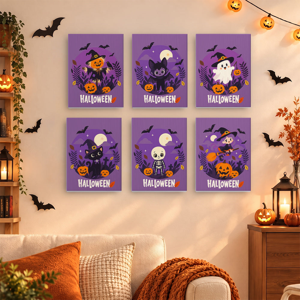 Purple Halloween Wreath Friends mini paint by numbers – image 15