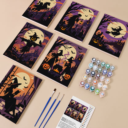 Full Moon Witch Silhouettes mini paint by numbers – image 1