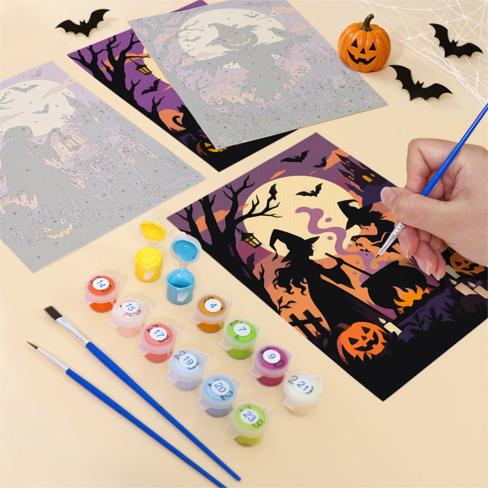 Full Moon Witch Silhouettes mini paint by numbers – image 12