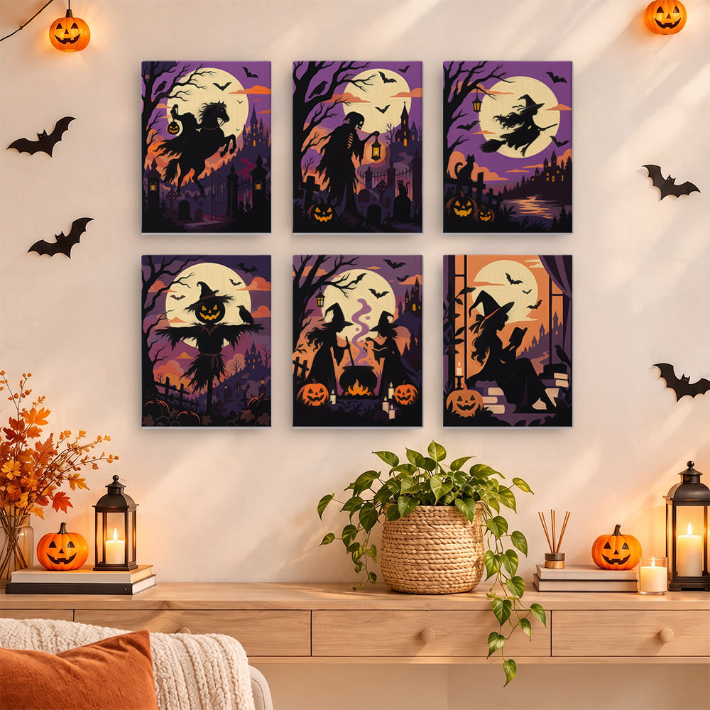 Full Moon Witch Silhouettes mini paint by numbers – image 14