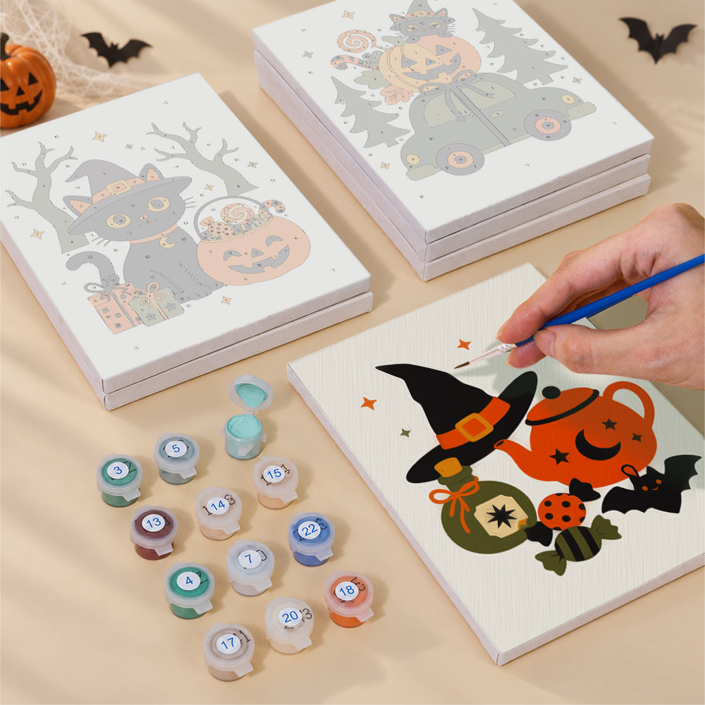 Witch Hat Teapot and Candy Sleigh mini paint by numbers – image 4