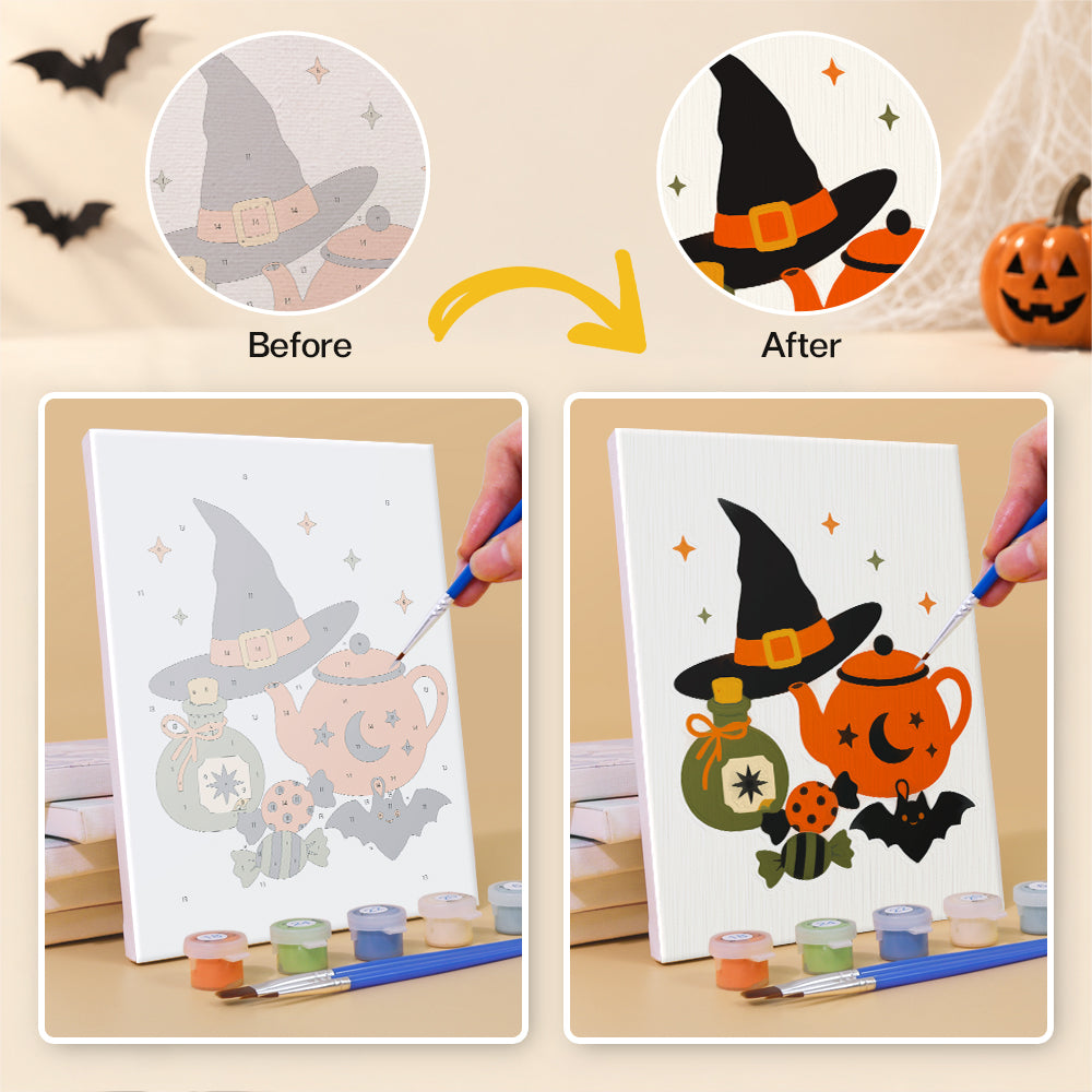 Witch Hat Teapot and Candy Sleigh mini paint by numbers – image 10