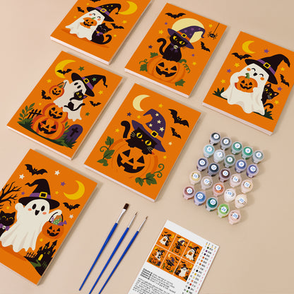 Witch Hat Ghosts and Cats mini paint by numbers – image 1