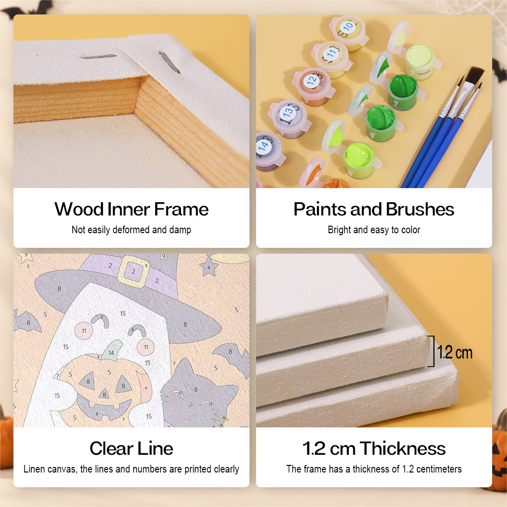 Witch Hat Ghosts and Cats mini paint by numbers – image 9