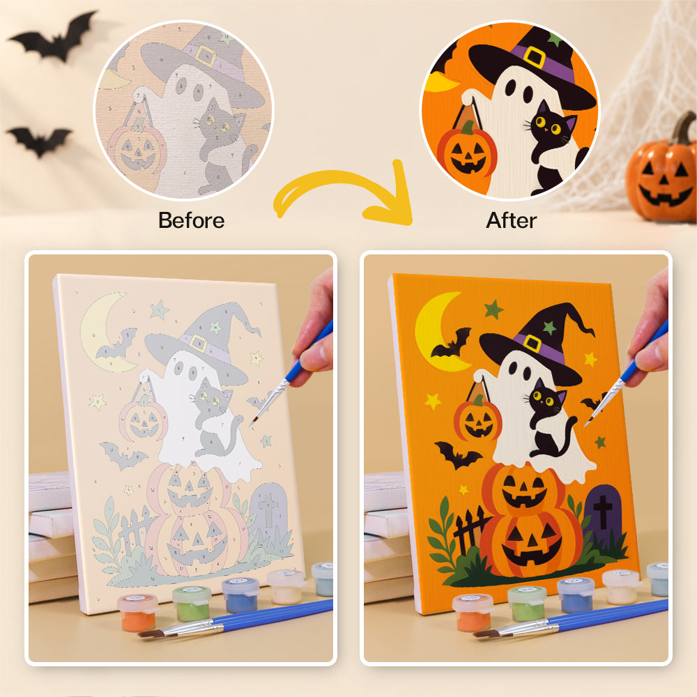 Witch Hat Ghosts and Cats mini paint by numbers – image 10